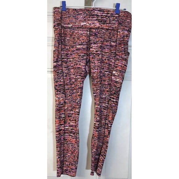 EUC Lululemon Fast & Free Tight II 25"  Nulux Flash Pleat Orange Multi 12 - Picture 1 of 6